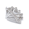 Rack Plating Brass Micro Pave Clear Cubic Zirconia Heart Crown Connector Charms KK-A234-060P-2