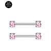 G23 Titanium Pink Cubic Zirconia Nipple Rings WG912A9-03-1