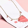 Dainty Cherry Alloy Enamel Pendant Necklace for Teen Girl Women NJEW-JN03757-01-3