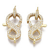 Brass Micro Pave Clear Cubic Zirconia Lobster Claw Clasps ZIRC-S066-023-NF-2