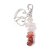 Natural Rose Quartz & Red Jasper Chips Pendant Decoration HJEW-JM02100-05-4