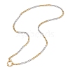 Two Tone 4MM 304 Stainless Steel Cuban Link Chain Necklaces with Spring Ring Clasps NJEW-JN05707-4