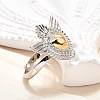 Gothic Style Brass Micro Pave Clear Cubic Zirconia Cuff Rings for Women RJEW-U051-02C-GP-3