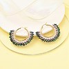 304 Stainless Steel & Bohemian Beaded Fan Hoop Earrings for Women EJEW-R001-01G-02-5