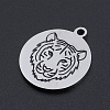 Non-Tarnish 201 Stainless Steel Etched Pendants STAS-N090-JN811-2