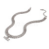 304 Stainless Steel Column Bar Pendant Mesh Chain Necklaces for Women GV4804-2-3