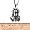 304 Stainless Steel Odin Rune Cross Nun Pendant Twisted Chain Necklaces for Men NJEW-S440-03A-AS-3