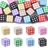 24Pcs 8 Colors Printed Opaque Acrylic Beads MACR-FS0002-47-1