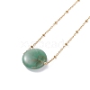 Flat Round Natural Mixed Stone Pendant Necklace for Girl Women NJEW-JN03749-2
