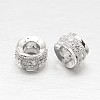 Anti-Tarnish Rhodium Plated 925 Sterling Silver Cubic Zirconia European Beads STER-O024-01-1