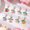 8Pcs 8 Colors Flower Acrylic & Alloy Clover Pendant Decorations HJEW-JM02793-1