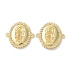 Rack Plating Brass Cubic Zirconia Virgin Mary Oval Connector Charms KK-C084-35D-G-1