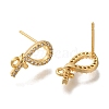 Brass Clear Cubic Zirconia Stud Earrings Finding for Women EJEW-B107-01G-2