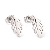 304 Stainless Steel Leaf Stud Earrings for Women EJEW-G328-03P-1