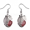 Gemstone Elephant Head Dangle Earrings EJEW-A092-07P-3