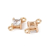 Brass Pave Glass Rhombus Links Connector Charms GLAA-Q088-001E-2