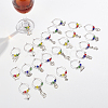 24Pcs 12 Style Tibetan Style Alloy Pendant & Brass Ring Wine Glass Charms AJEW-AB00056-4