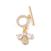 Golden Brass Micro Pave Cubic Zirconia Toggle Clasps KK-B100-039G-2