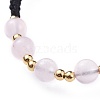 Adjustable Natural Rose Quartz Braided Bead Bracelets BJEW-JB04599-02-3