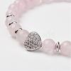 Natural Rose Quartz Stretch Bracelets BJEW-JB02818-2