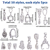 SUNNYCLUE 50Pcs 10 Styles Filigree Rack Plating Brass Pendant Pinch Bails KK-SC0005-57-2