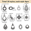 SUNNYCLUE 40Pcs 10 Style Tibetan Style Zinc Aolly Chandelier Component Links TIBE-SC0009-25-2