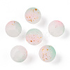 Frosted Baking Paint Crackle Glass Beads with Glitter Powder LS-DGLA-T004-01F-1