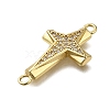Brass Clear Cubic Zirconia Cross Connector Charms ZIRC-I070-010G-2