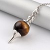 Natural Tiger Eye Sphere Dowsing Pendulums X-BJEW-E292-A09-2