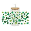 Saint Patrick's Day Theme PET Clear Film Clover Rub on Transfer Stickers for Glass Cups PW-WG36251-02-1