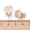 Brass Micro Pave Cubic Zirconia Stud Earring Findings with Natural Rose Quartz KK-Z096-05G-07-3