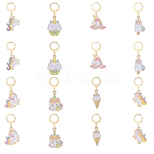 Alloy Enamel Unicorn Theme Pendant Locking Stitch Markers HJEW-SW00041