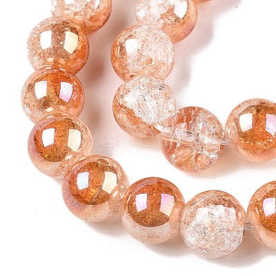 Electroplated Crackle Glass Beads Strands EGLA-N014-10mm-01-1