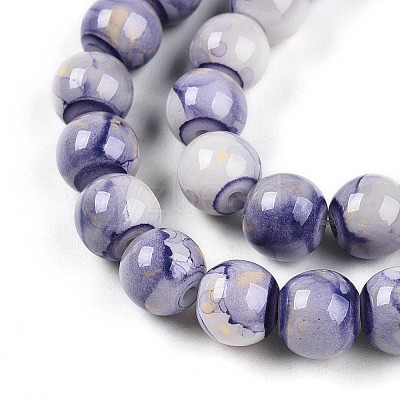 Baking Paint Glass Beads Strands DGLA-N003-8mm-C08-1