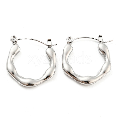 Non-Tarnish Wave Ring 304 Stainless Steel Hoop Earrings for Women EJEW-C067-11P-1