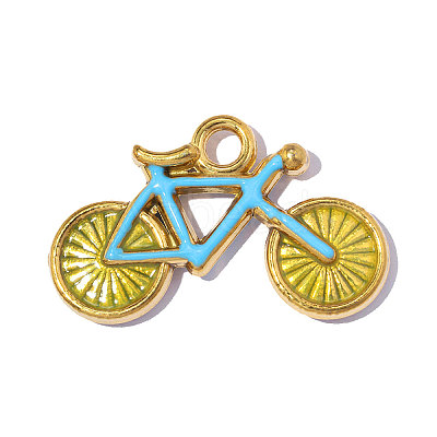 304 Stainless Steel with Light Sky Blue Enamel Pendants SA-OY001-79G-1