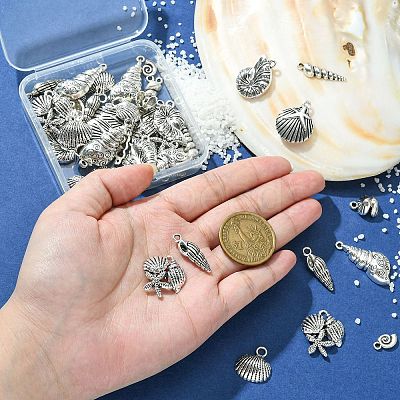 50Pcs 10 Style Tibetan Style Alloy Pendants TIBEP-CJ0003-46-1