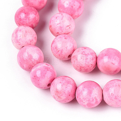 Dyed Synthetic Fossil Beads Strands G-T139-8mm-66C-1