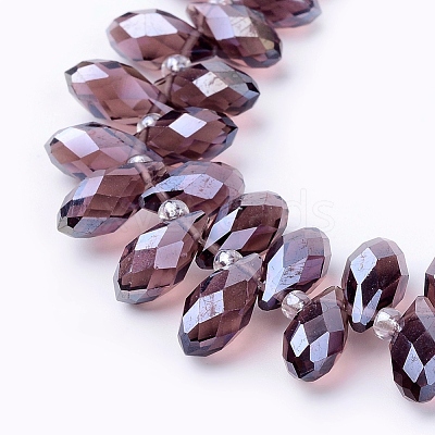 Electroplate Glass Faceted Teardrop Beads Strands EGLA-D014-03-1