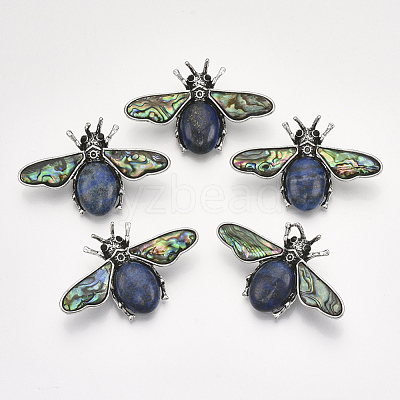 Natural Lapis Lazuli Brooches/Pendants G-S353-08D-1