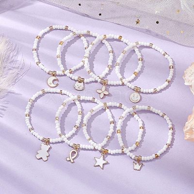 10Pcs 10 Styles Glass Seed Beads Stretch Bracelet Sets BJEW-MZ00095-1