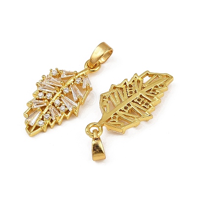 Rack Plating Brass Clear Cubic Zirconia Pendants KK-L236-04D-G-1