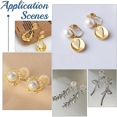 40Pcs 5 Style 304 Stainless Steel Spiral Pad Cuff Earrings KK-UN0001-21-1
