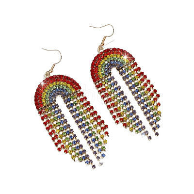 Rainbow Alloy Rhinestone Dangle Earrings FS-WG2B80A-01-1