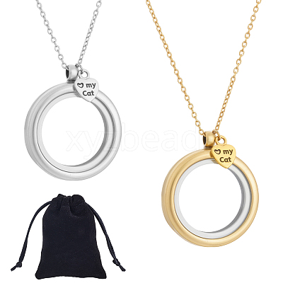 2Pcs 2 Colors 304 Stainless Steel Cable Chain Necklace NJEW-NB00010-1