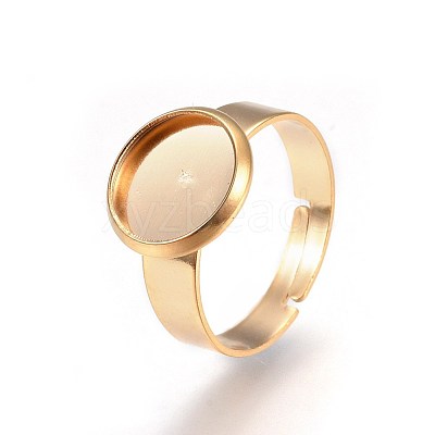 Ion Plating(IP) Adjustable 201 Stainless Steel Finger Rings Components STAS-G187-01G-10mm-1