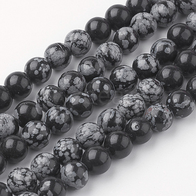 Natural Snowflake Obsidian Bead Strands G-G735-72-8mm-1