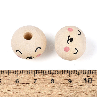 Printed Schima Wood Beads WOOD-T033-02G-1