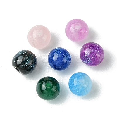 25Pcs Round Imitation Cat Eye Resin Beads RESI-FS0001-65A-1