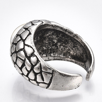 Alloy Glass Cuff Finger Rings RJEW-T006-04C-1